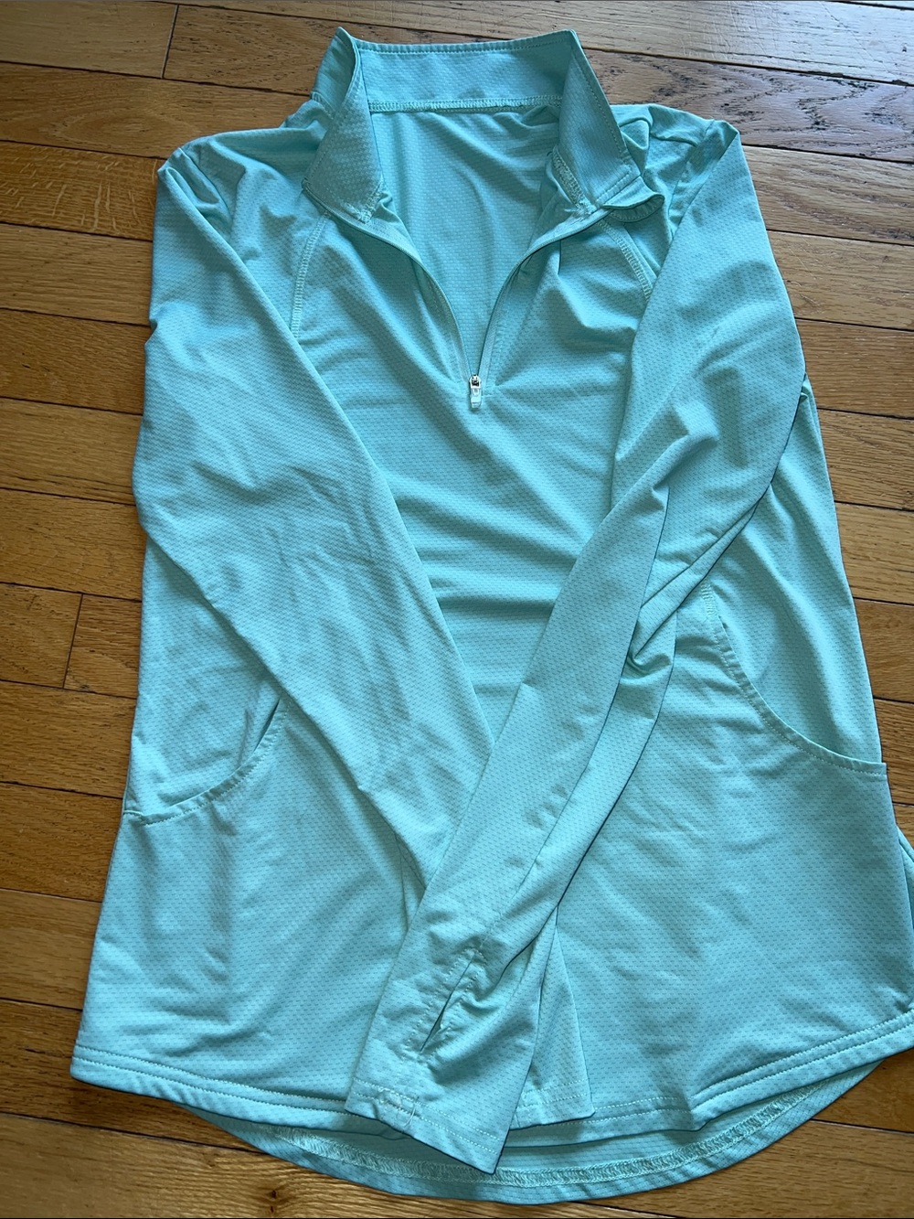 Loovoo Women UPF50+ Light Aqua Quarter-Zip Active Pullover- Size Small